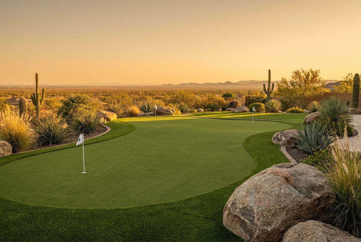 Backyard putting green in Buckeye, AZ